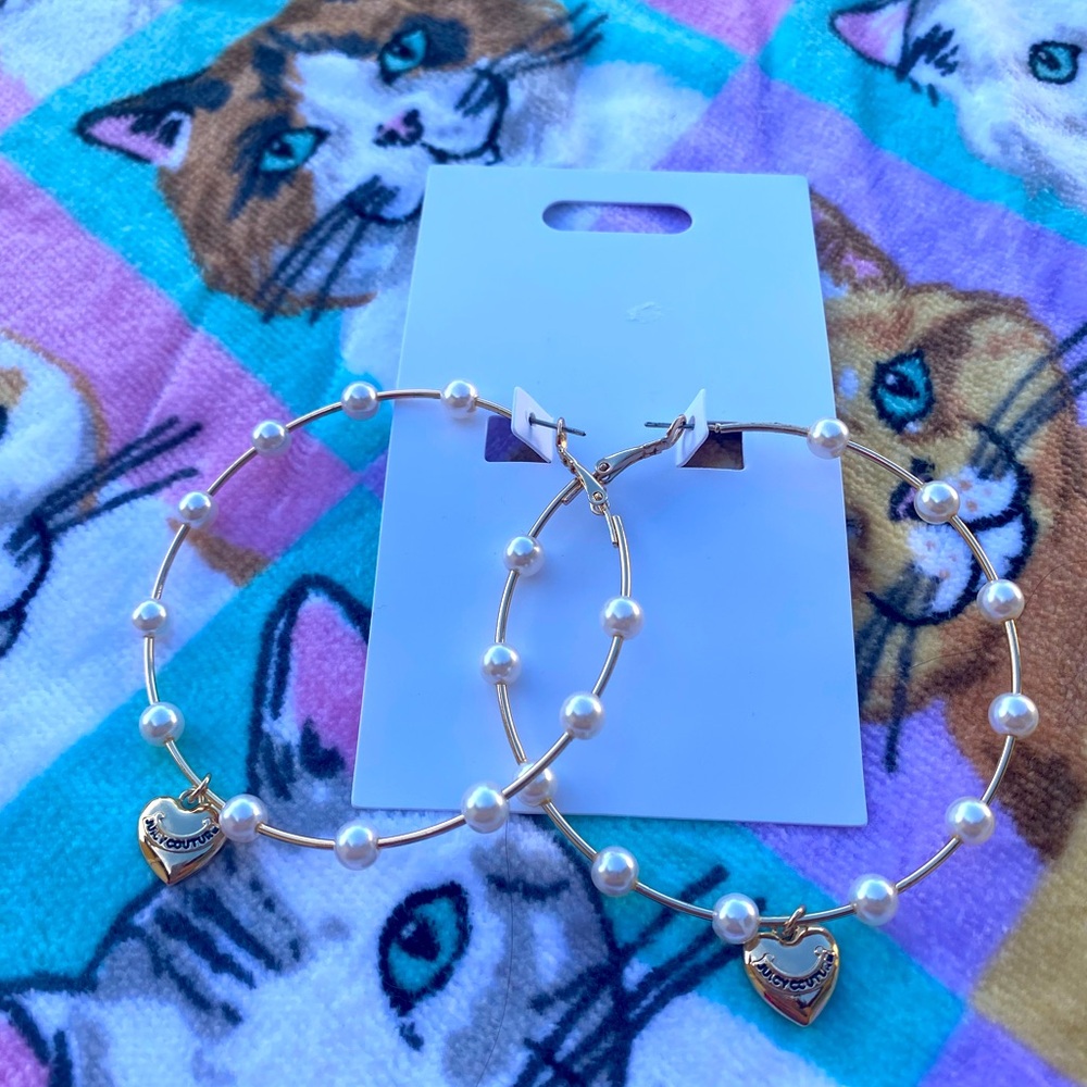 Juicy Couture pearl hoop earrings